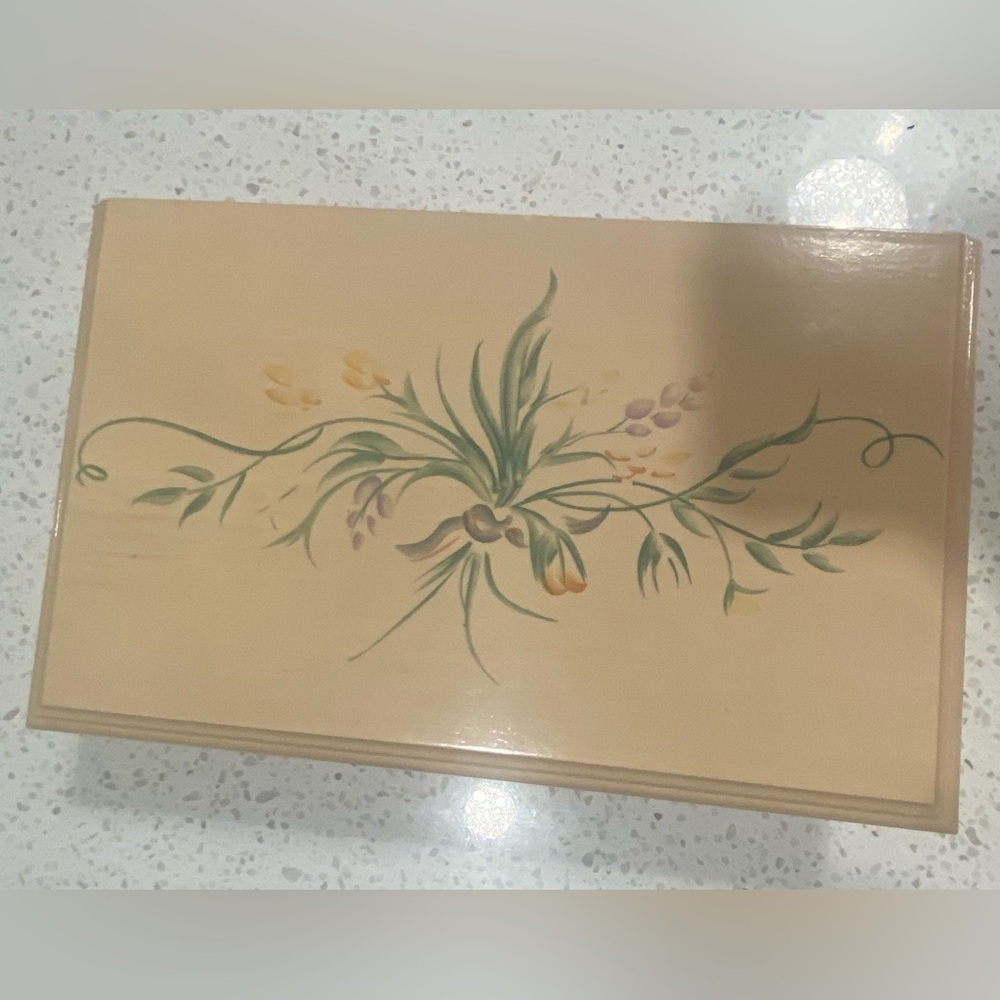 Vintage 80s Wooden Jewelry Box